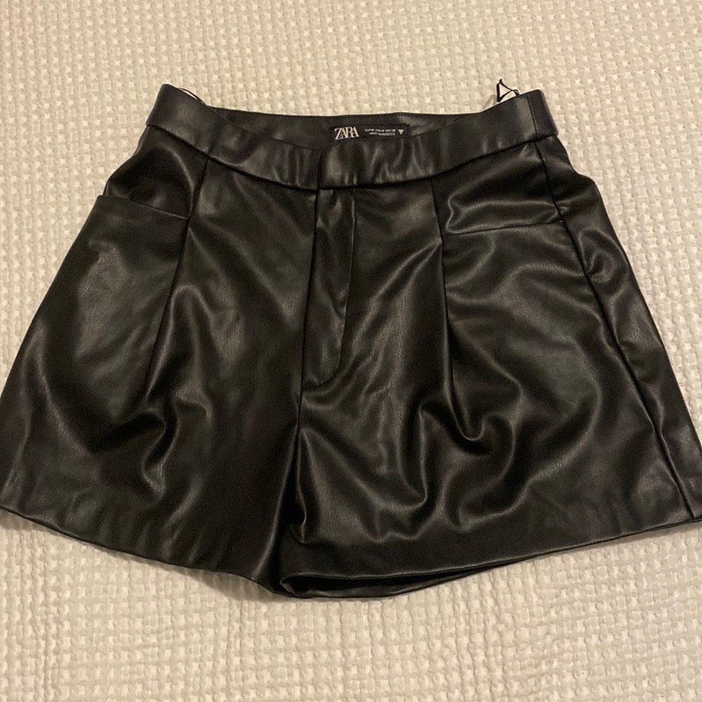 Zara leather shorts